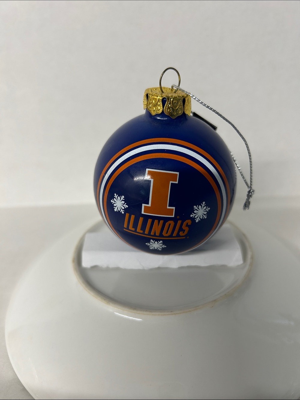 Forever Collectibles Illinois Blue and Orange Glass Ornament